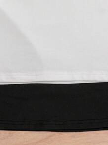 SHEIN 男大童2入組字母圖案小高領T恤