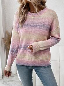 SHEIN Essnce 漸層落肩袖套頭毛衣 - 彩色 - 查看 4