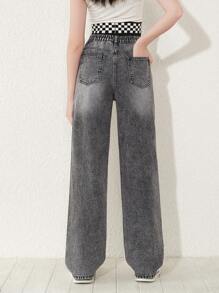 Teen Girl Ripped Straight Leg Jeans - Grey - View 2