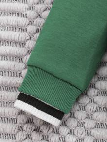 SHEIN Baby Boy Striped Trim High Neck 2 In 1 Sweatshirt - Multicolor - View 4