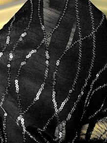 SHEIN ICON 外出上衣 撞色亮片抽绳侧边抹胸派对上衣 - 彩色 - 查看 7