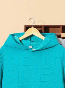 SHEIN Teen Boy Drop Shoulder Hoodie & Sweatpants Set - Multicolor - View 5