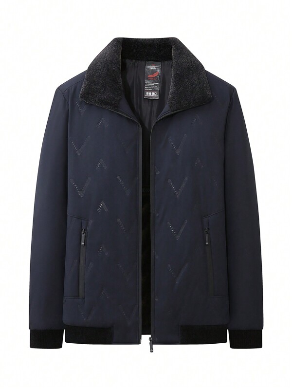 Men Borg Collar Zip Up Padded Coat