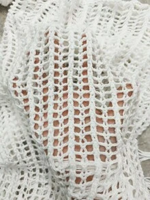 Hollow Out Fringe Hem Tie Side Cover Up Skirt - White - View 6