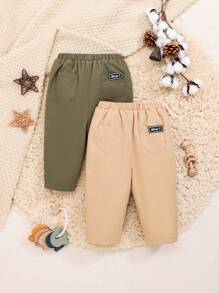 SHEIN Baby Jungen 2 Stücke Hose mit Einfarbig Thermal