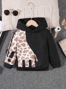 SHEIN Young Boy Giraffe Print 3D Ears Design Sweatshirt - Multicolor - View 1