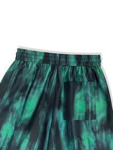 SHEIN Unity 紮染字母貼布腰部抽繩闊腿褲 - 綠色 - 查看 6