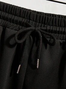 Manfinity Dauomo Nam Áo phông trơn & Eo dây rút Quần short - Xám - Xem 6