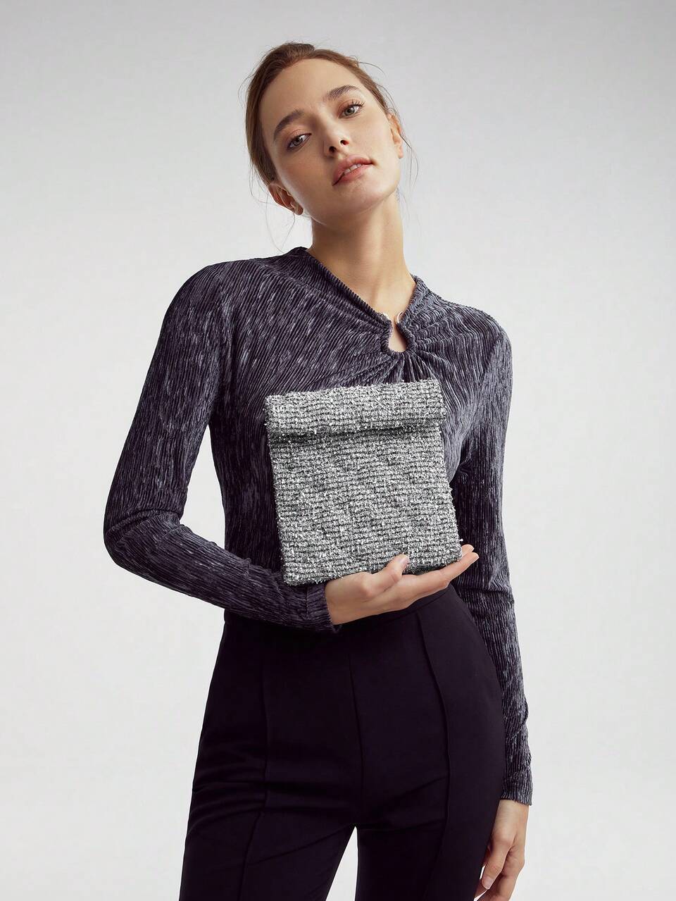 MOTF MINI SQUARE TWEED CLUTCH