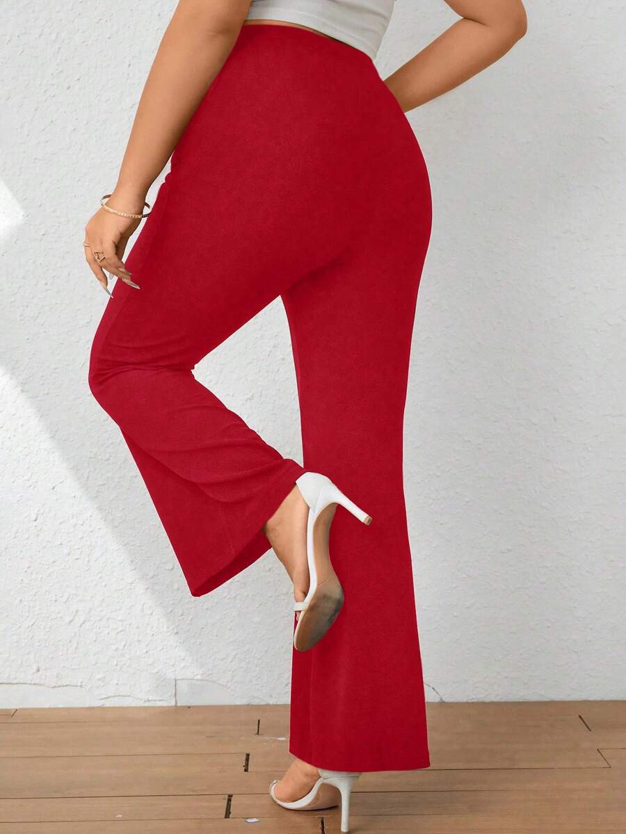 Celure 大碼喇叭褲 - 紅色 - 查看 1