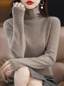 Women'S Cowl Neck Sweater - Camel - View 3