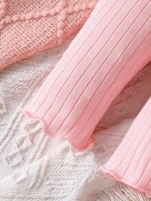 Baby Girl Lettuce Trim Peplum Tee & Leggings - Pink - View 3