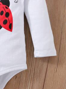 女嬰瓢蟲&字母圖案荷葉邊連身背心&前蝴蝶結長褲＆ 頭巾 - 彩色 - 查看 4