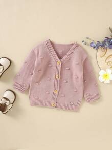Baby Girl Button Front Cardigan - Pink - View 5