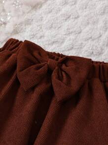 女嬰不對稱肩t卹蝴蝶結裙子套裝帶帽子