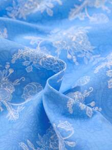 Baby Girl Floral Print Contrast Fuzzy Trim Jacket & Skirt