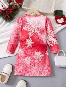 SHEIN Cô Gái Trẻ In Giáng sinh Váy áo thun - Nhiều màu - Xem 2