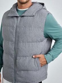 GENTILAND Lỏng lẻo phù hợp Nam Kích thước lớn áo có mũ Cá nóc Khóa kéo-lên Áo vest - Xám - Xem 5