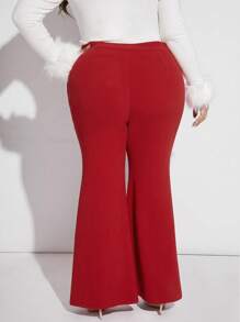 SHEIN SXY Plus Split Hem Flare Leg Suit Pants Party Outfit New Years Eve Outfit Sexy Outfit Christmas In Fall/Winter