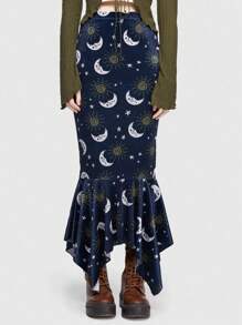 ROMWE Hippie Hình in mặt trời & mặt trăng Váy nàng tiên cá - Nhiều màu - Xem 1