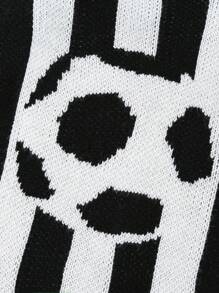 Boys Striped & Football Pattern Sweater - Black and White - View 6
