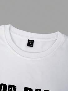 Manfinity Homme 男士大码星星&字母圖案T恤 - 白色 - 查看 4