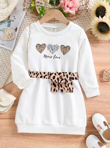 SHEIN 女小童愛心和字母圖案洋裝