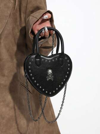 Goth Bolsa creativa mini guay con diseño de cráneo con diseño de corazón para mujeres para diariamente
