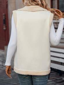 SHEIN Frenchy 毛絨內襯外套馬甲 - 杏色 - 查看 2