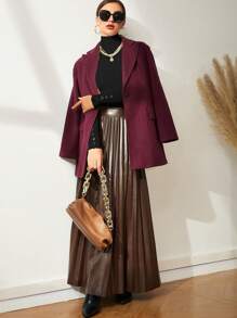 NOVVYNE High Neck Button Detail Ribbed Knit Sweater,Long Sleeve Tops - Black - View 6