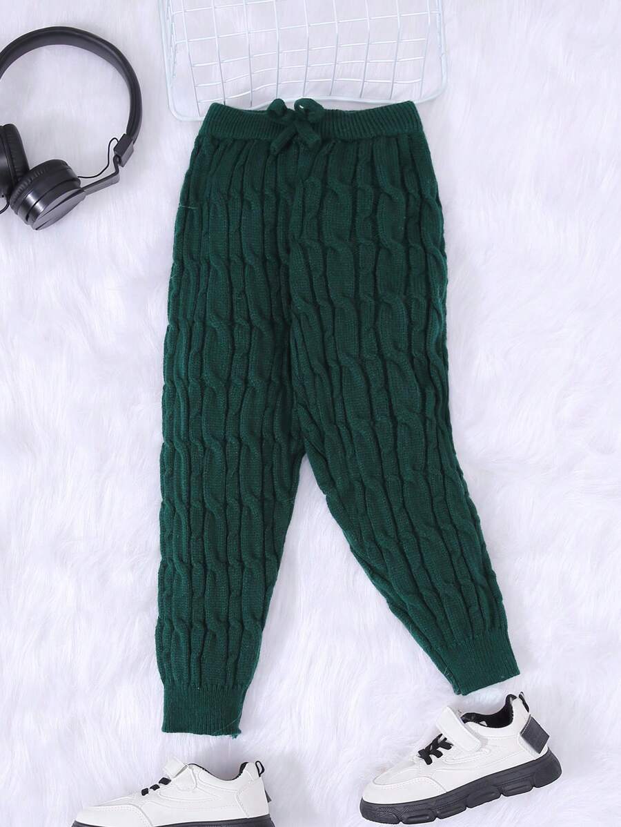 SHEIN Young Boy Knot Front Cable Knit Sweater Pants