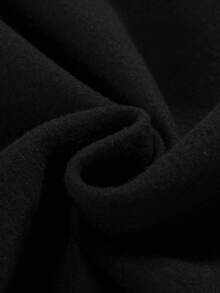 SHEIN EZwear Đồ họa Chữ cái Túi kangaroo Dây rút Lót nhiệt Hoodie - màu đen - Xem 5
