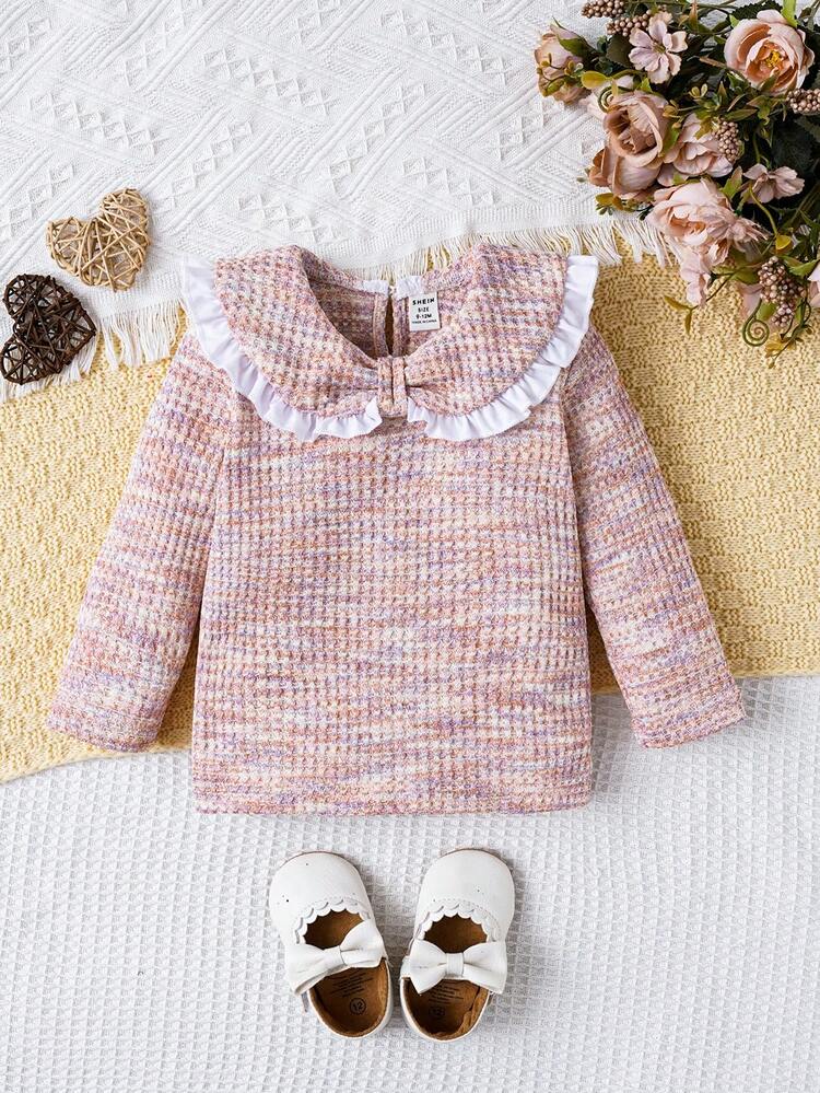 Bebé niña Top de space dye de cuello bobo ribete fruncido - Multicolor - Ver 1