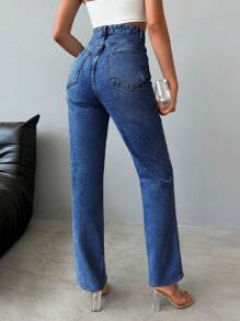 RueChic Women's Straight Leg Jeans - Dark Wash - View 2