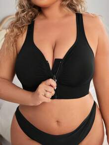 大码 2 件装 前褶饰文胸 - 彩色 - 查看 3