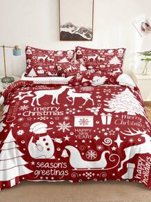 Bộ đồ giường Giáng sinh Bộ chăn ga gối hình con nai tuyết Giáng sinh Bộ chăn ga gối in hình Giáng sinh 3 món Trang trí phòng Giáng sinh Vỏ chăn bông Vỏ chăn sợi nhỏ mềm mại cho bé trai bé gái 2 vỏ gối Không có chăn bông Quà tặng Giáng sinh - Nhiều màu - Xem 4