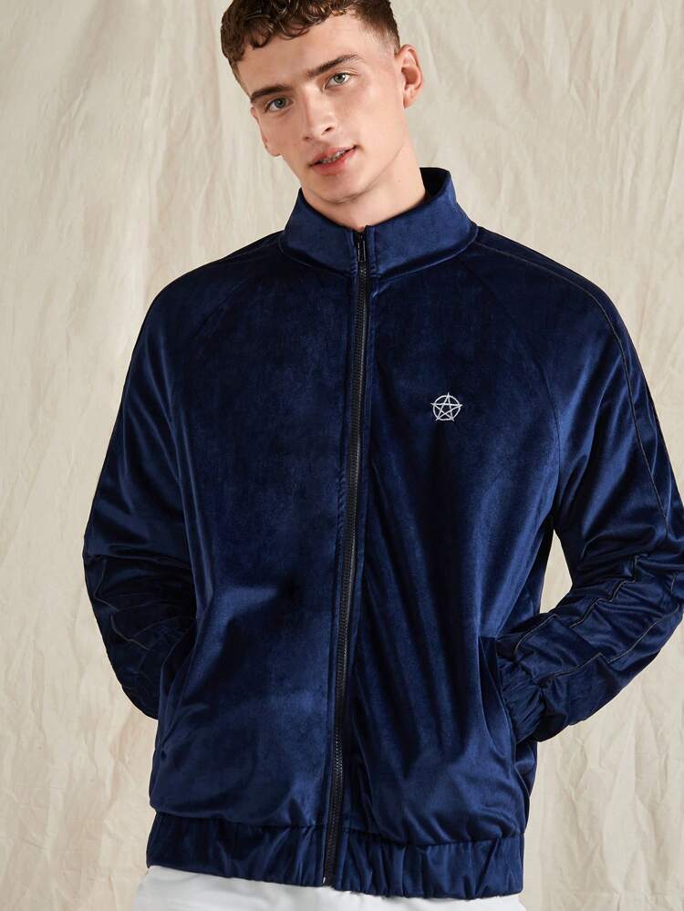 Loose Fit Men's Graphic Embroidery Zipper Jacket