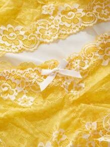 مجموعة الملابس الداخلية الصدرية الدانتيل الأزهار وboyhorts - أصفر - مشاهدة 3