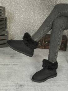 Styleloop Black Home Snow Boots Winter Warm Furry Comfortable Slippers, New Arrival Classic - Black - View 3