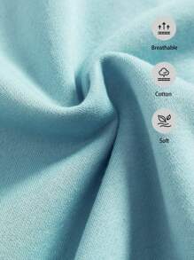 SHEIN Leap Crew Teen Girls Solid Drop Shoulder Thermal Lined Hoodie,In Fall/Winter - Baby Blue - View 4