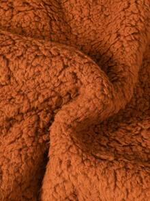 SHEIN Young Boy Solid Teddy Sweatshirt & Pants & Bag - Brown - View 8