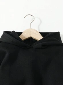 Tween Boy 1pc Letter & Figure Graphic Hooded Sweatshirt - Black - View 4