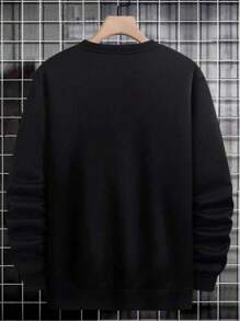 GENTILAND Loose Fit Men's Flag Print Long Sleeve Sweatshirt - Black - View 2