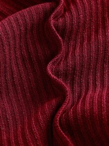 SHEIN ICON 大碼不對稱領木耳邊前收褶手帕下擺T恤 - 酒紅色 - 查看 4