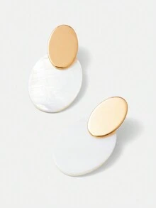 BizChic 1對簡約時尚耳環,適用於日常上下班通勤 - 白色 - 查看 2