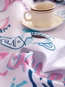 FRIENDS X SHEIN Sábana ajustable con estampado morado para dormitorio - Púrpura malva - Ver 6