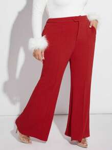 SHEIN SXY Plus Split Hem Flare Leg Suit Pants Party Outfit New Years Eve Outfit Sexy Outfit Christmas In Fall/Winter
