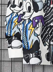 SHEIN Tween Boy's Cute Printed Loose Fit Long Sleeve Cardigan Shirt With Lapel Collar - Multicolor - View 4