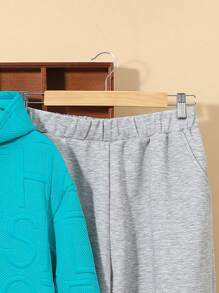 SHEIN Teen Boy Drop Shoulder Hoodie & Sweatpants Set - Multicolor - View 6