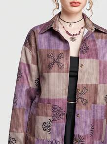 Hippie In chắp vá Thả vai Áo sơ mi - Nhiều màu - Xem 3